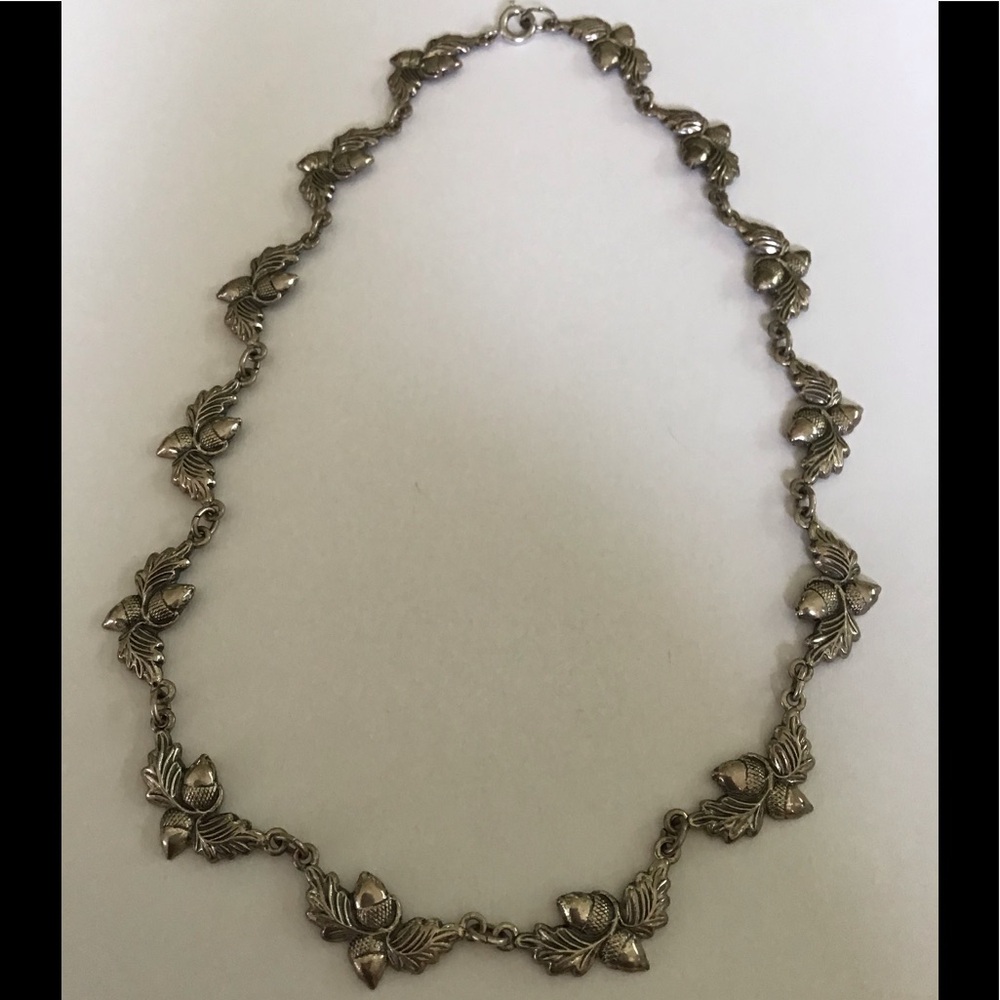 Vintage Danecraft Sterling Acorns Necklace 15.5"